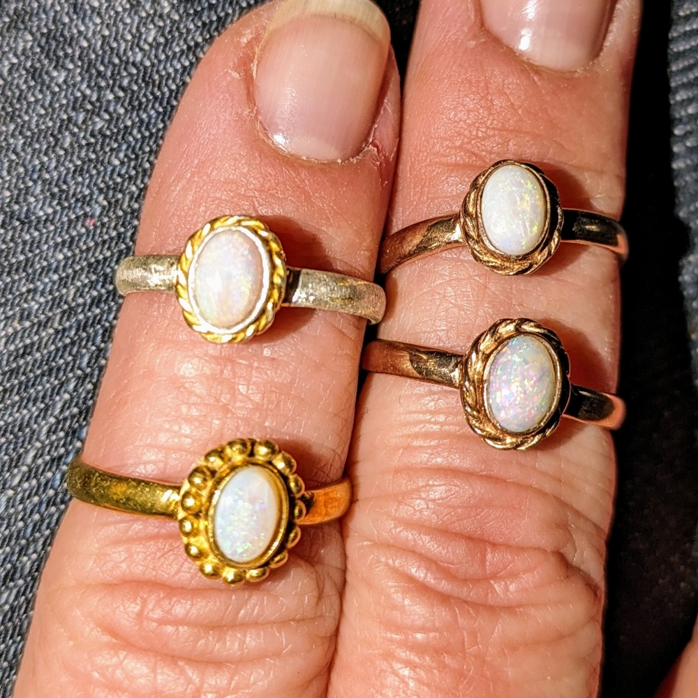 STERLING SILVER OPAL RING 6.5 6.75 7.5 8